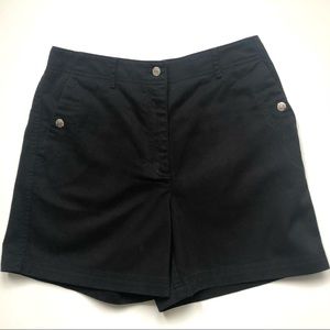 Lauren Ralph Lauren black cotton shorts size 6 snap front pockets summer staple